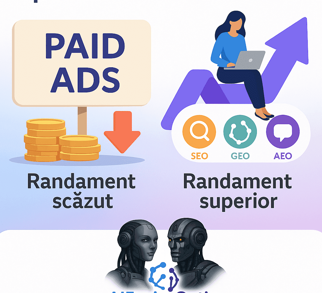 Promovare online în 2025 – De ce SEO, GEO și AEO bat campaniile plătite pe termen lung